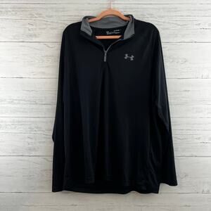 Under Armour Black and Gray Long Sleeve Quarter Zip Pullover Size XL